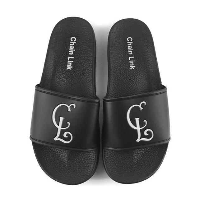 Greatshoe black slide slippers sandal with logo,men slide footwear slipper,leather men beach sliders slippers