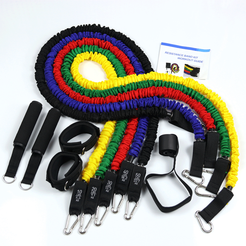 11pcs High Elastic Resistance Bands With Door Anchor System Ankle Strap Cloth Cover Tube Anti-break
