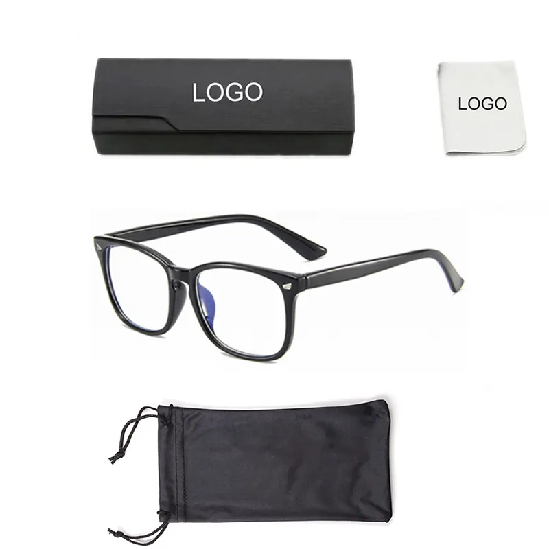 2022 Amazon Hot Fashion PC Square Frames Bluelight Blocker Anti Blue Light Blocking Glasses with Package Case