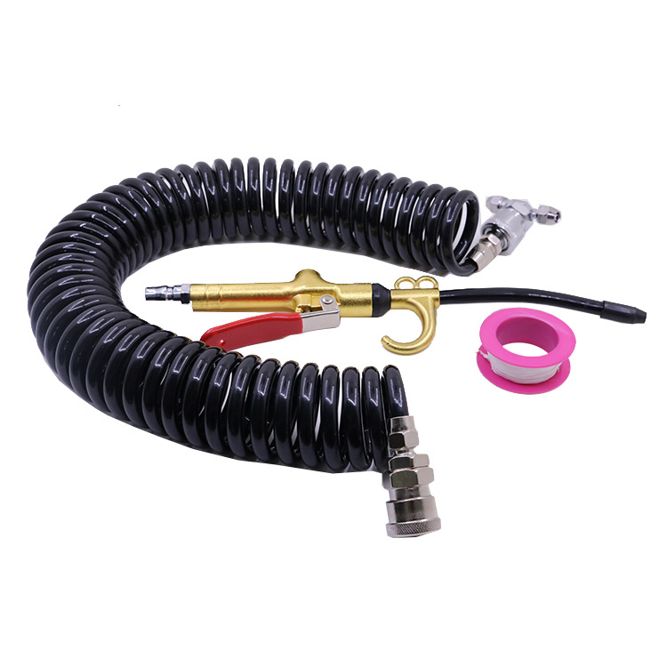 Black spiral pneumatic hose pu hose flexible coils spring pneumatic tube Long nozzle Dust removal Air Spray Gun for compressor