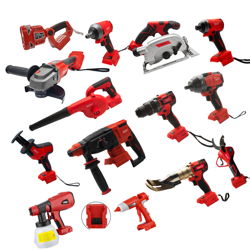 EKIIV 21v 18V Power Tools 4 Kits Tool Set Cordless Drill and angle grinder and Hammer and Wrench combo kit