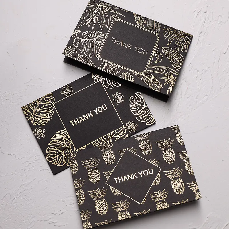Amazon, черная бумага, индивидуальный модный дизайн, офсетная печать, Золотая фольга, спасибо, поздравительная открытка для особого подарка