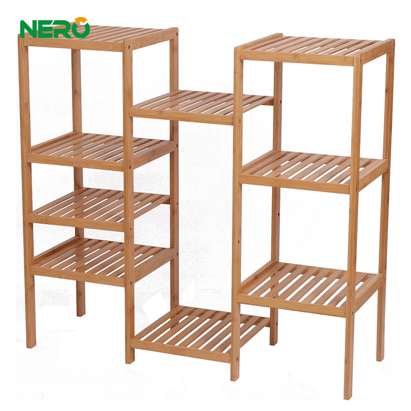 bamboo household natural color flower plant pot stand rack display