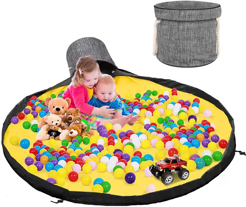 Wholesale factory Children's Play mat Clean up Foldable Container Storage Large Creative Toy Storage Bag and Play Mat for Kids