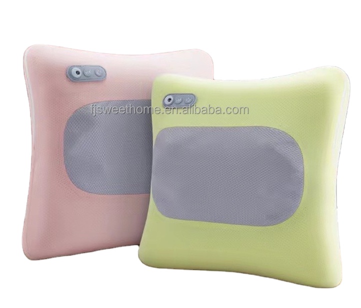 Mini Portable Electric Battery Soft Pink Neck Back Shoulder Waist Shiatsu Kneading Pillow Massager