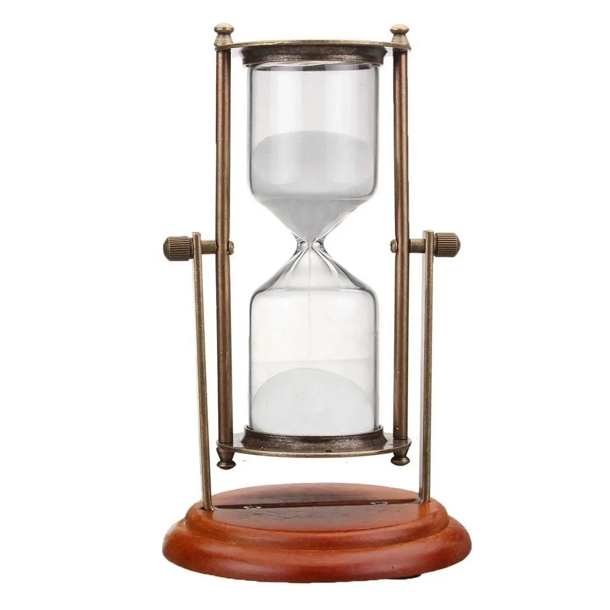 Retro metal time hourglass pendulum timer Sand Timer Wooden Hour Glass Clock Home Decoration Decor Gift