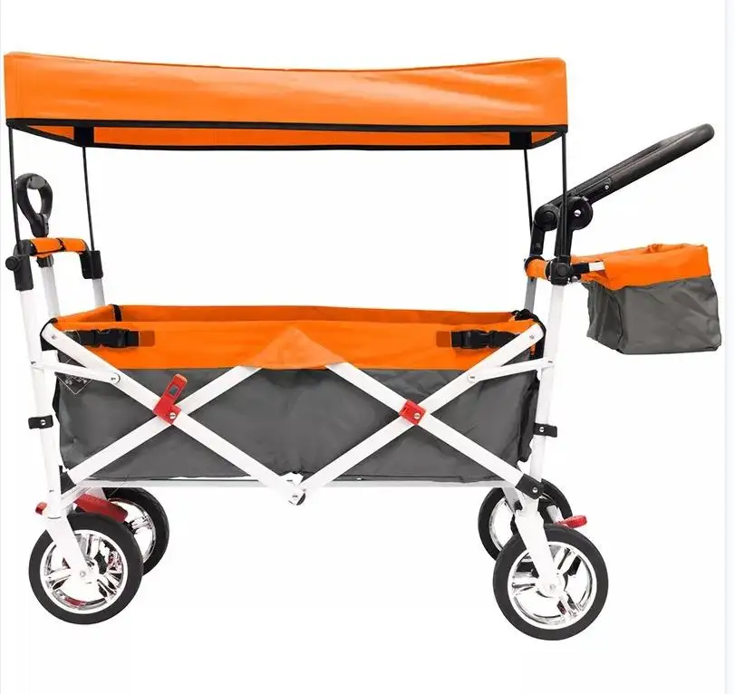 2022 Furniture Best quality custom logo push cart beach extra size wheels sand proof camping trolley wagon with ca