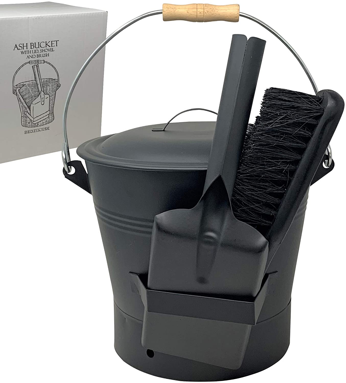 Coal and Ash Bucket with Shovel and Hand Broom