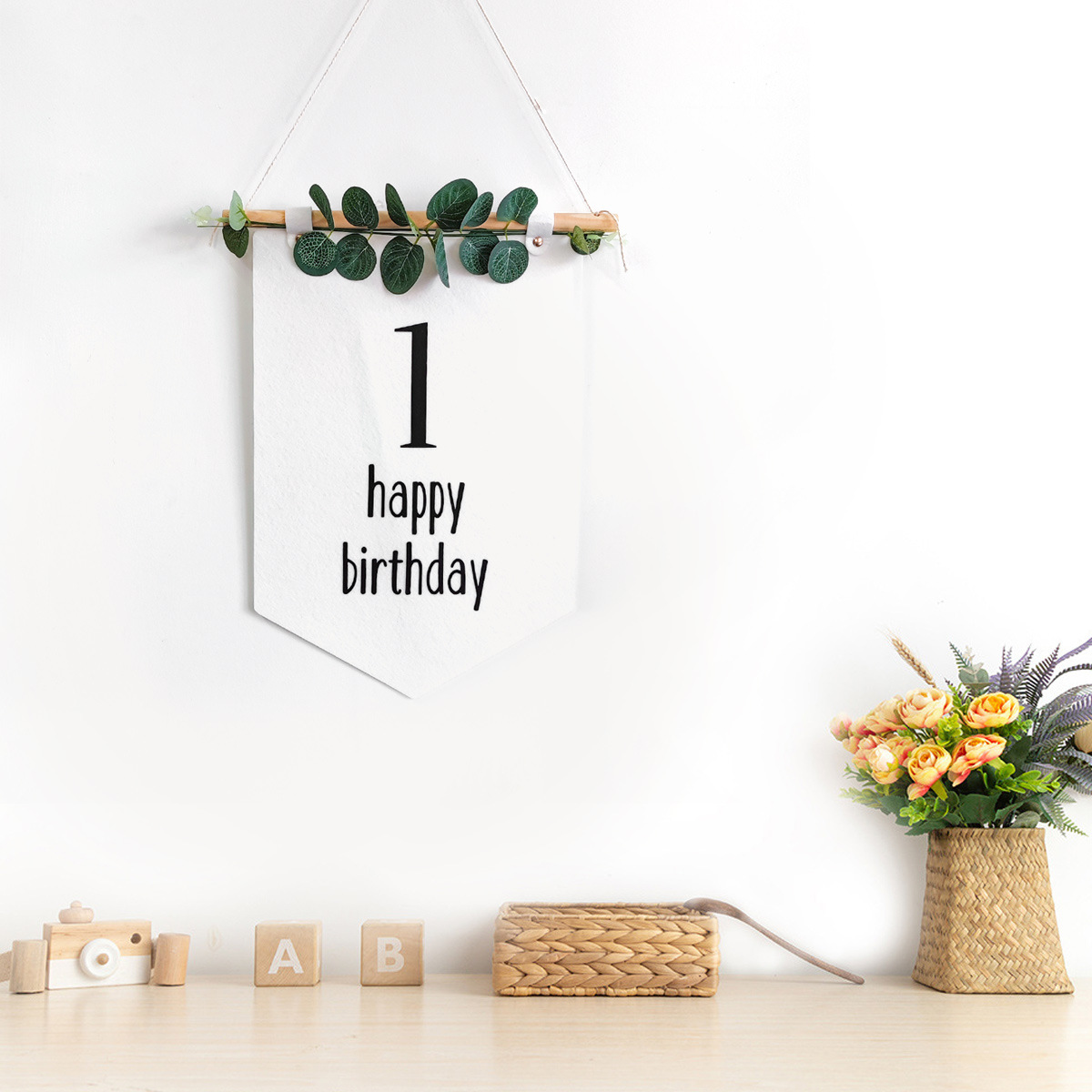 Children's First Birthday Felt Flag Ins Hanging Decoration Wall Flag On Birthday Felt