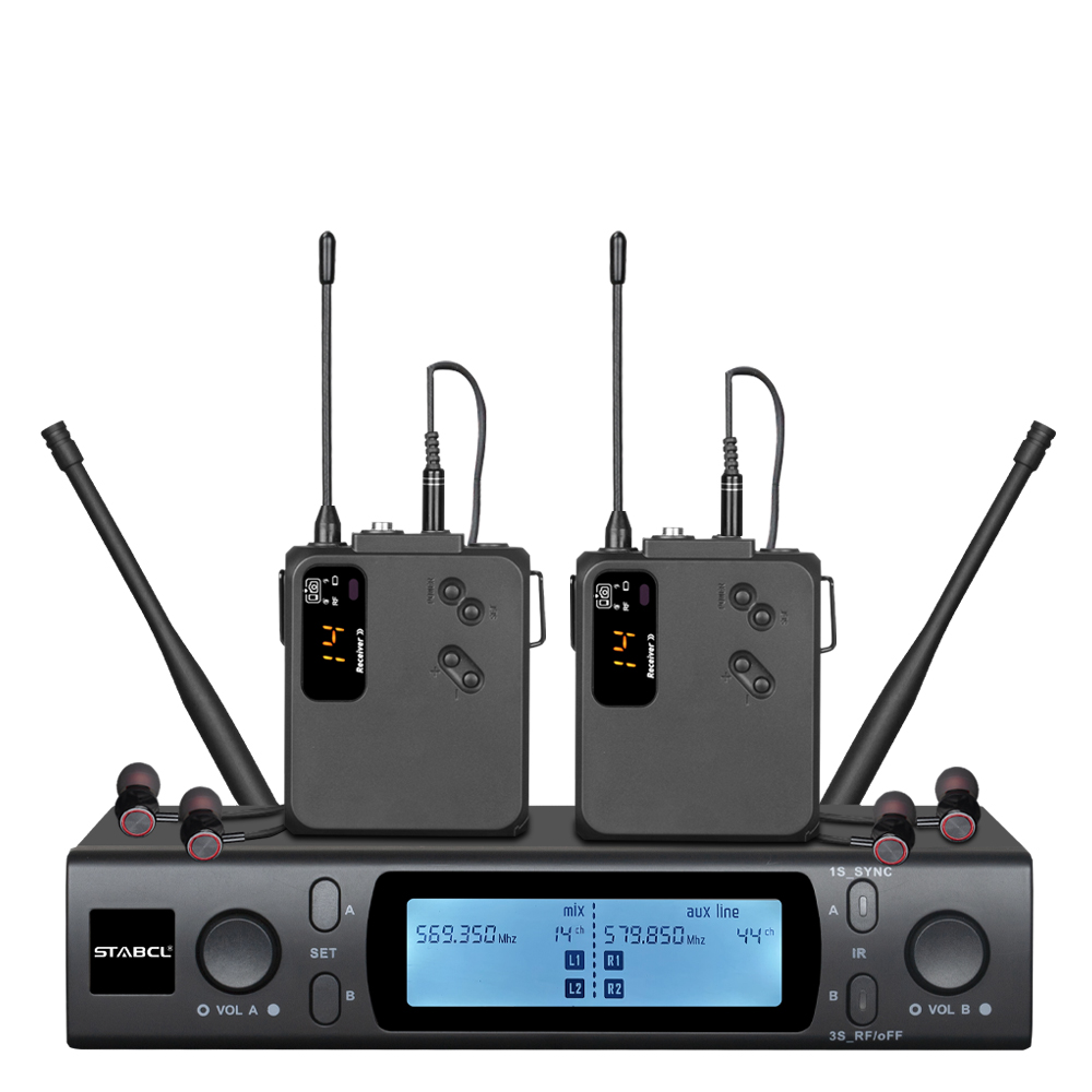ST-9912 Профессиональный UHF Двухканальный беспроводной в ухо