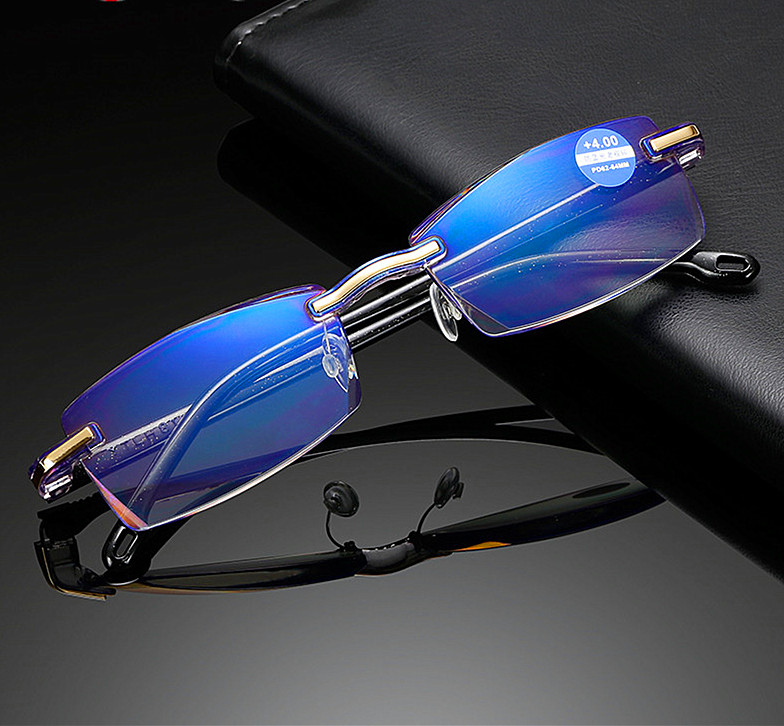 hot selling Rimless Presbyopia Anti Blue Light Eyeglasses Eyewear TR 90 frame Diopter Hyperopia Parents Reading Glasses