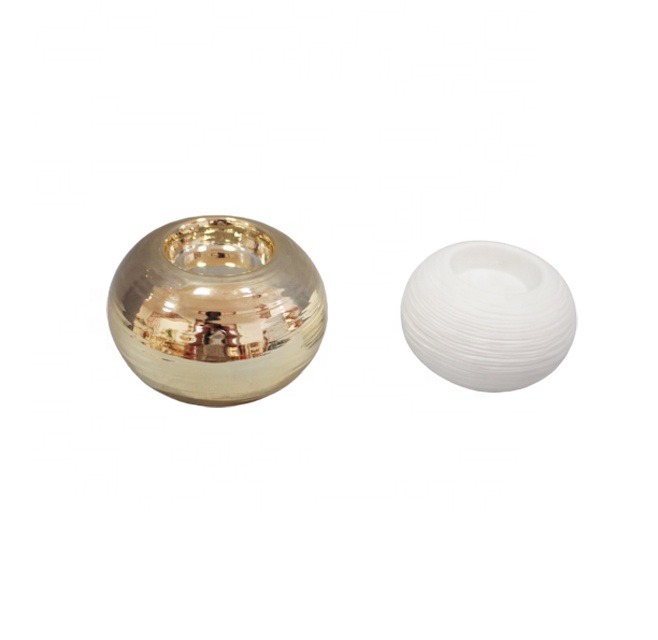 Hot Selling Gold Round Container Ceramic Candlestick Candle Holder For Home Decor