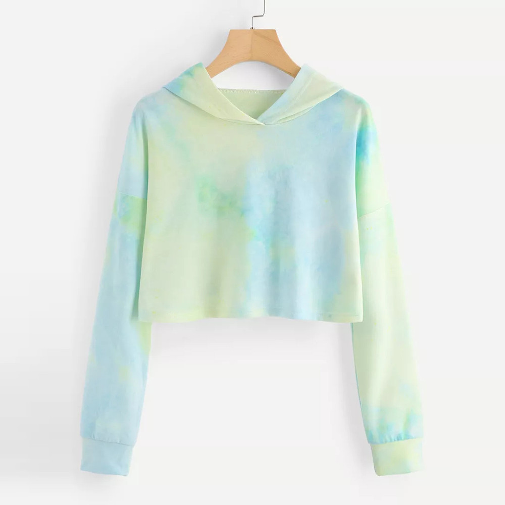 Wholesale Sweat Suits Lady Sweatshirt Sudadera Para Mujer Streetwear Clothes Colorful Cropped Pullover Tie Dye Hoodie For Women