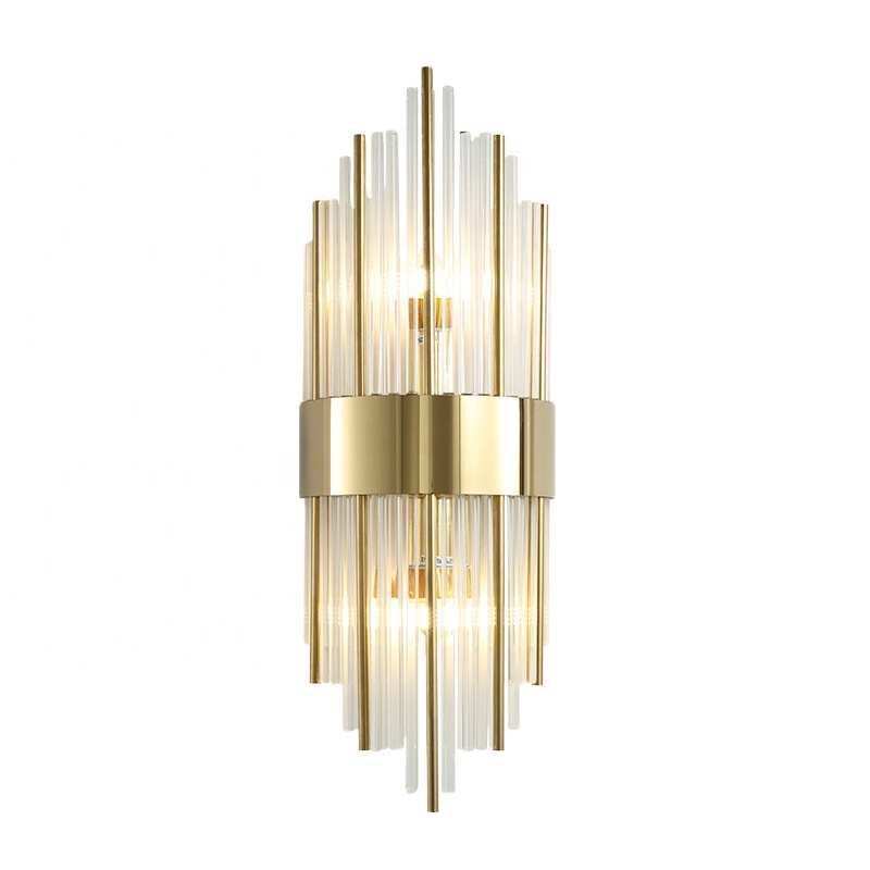 Post modern high grade creative gold color crystal wall lamp for living room villa hotel and Sales department