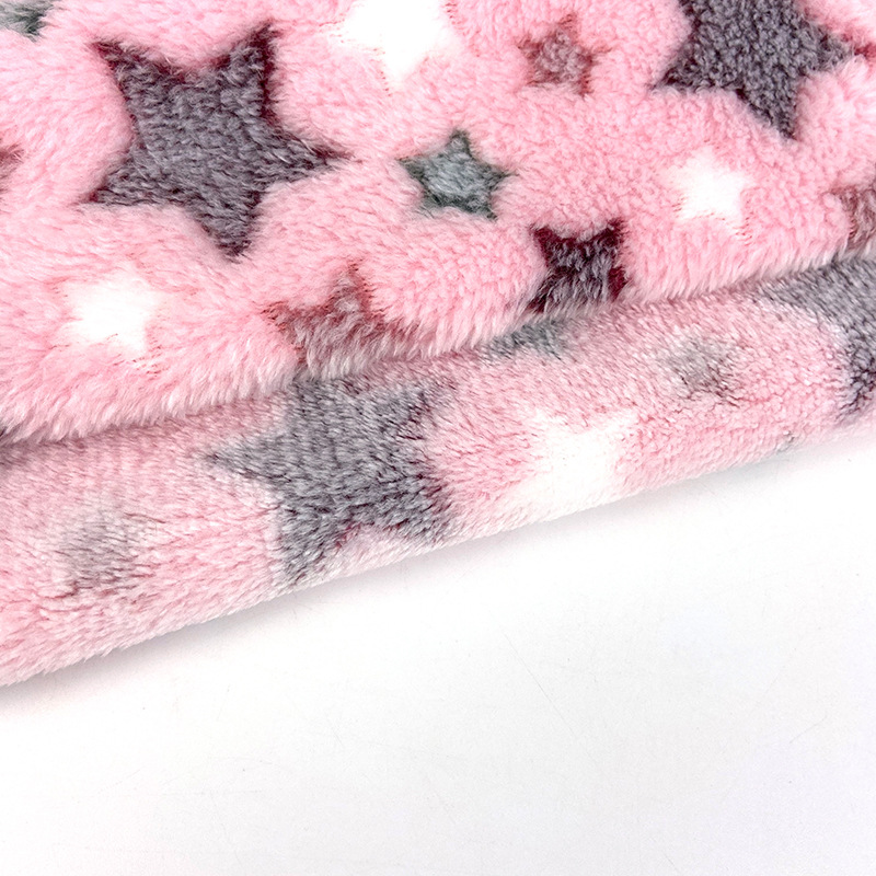 OEM Custom 100% polyester printed coral flannel star fleece fabric for baby blanket