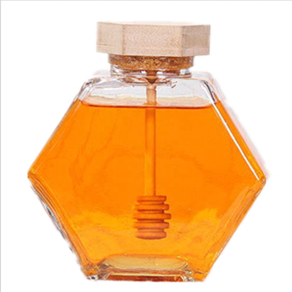 4 oz 8 oz 12 oz 16oz100ml 180ml 280ml 380ml hot sale hexagon shaped honey glass jar for honey