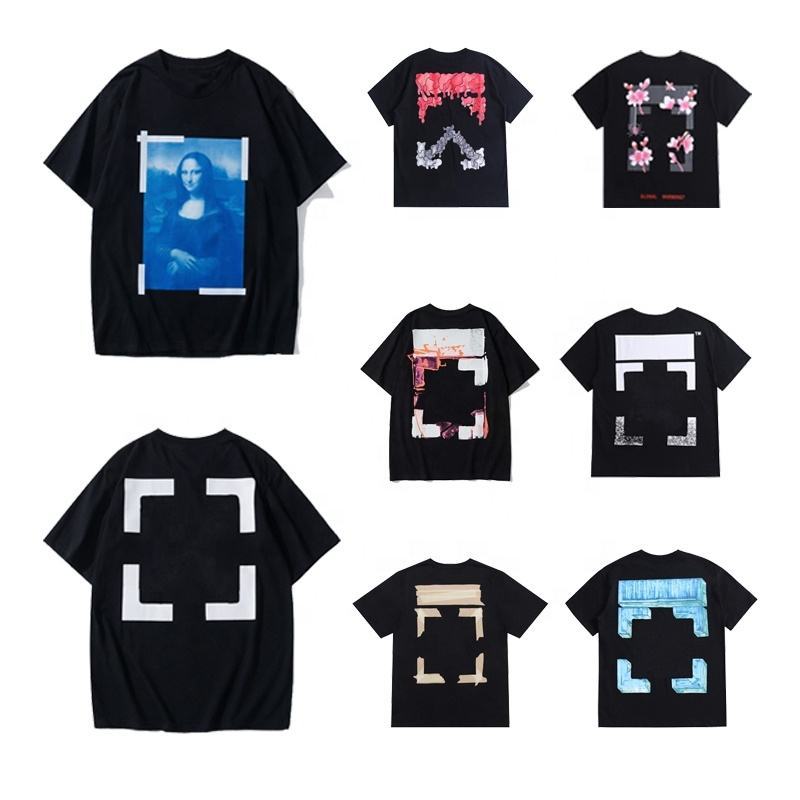 New Off2024 Wholesale High quality 100% Cotton White mens clothing Custom brand men's t-shirts White Print Short Sleeve T-shirt