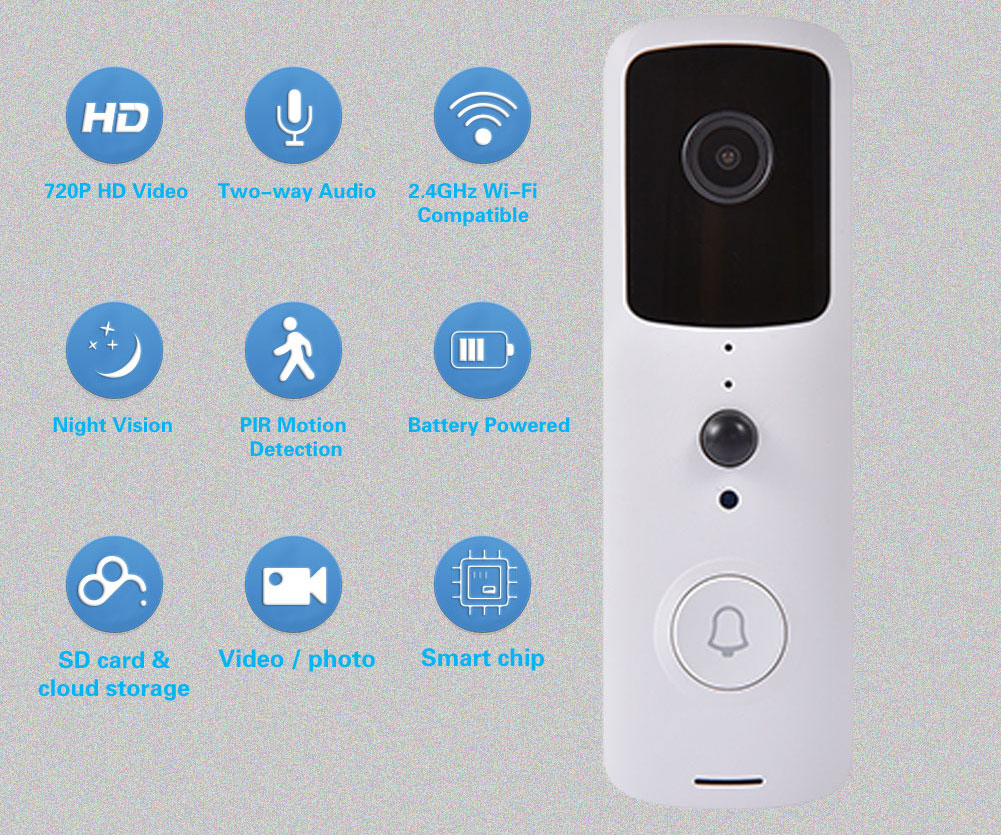 smart wifi hd security two-way talk night vision door bell chime wired ring video doorbell