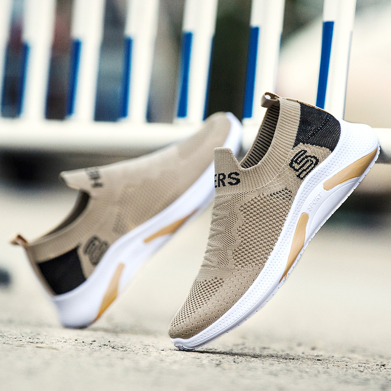 2021 fall new men's shoes large size breathable fly woven one-step footwear casual fashion trend sports shoes men
