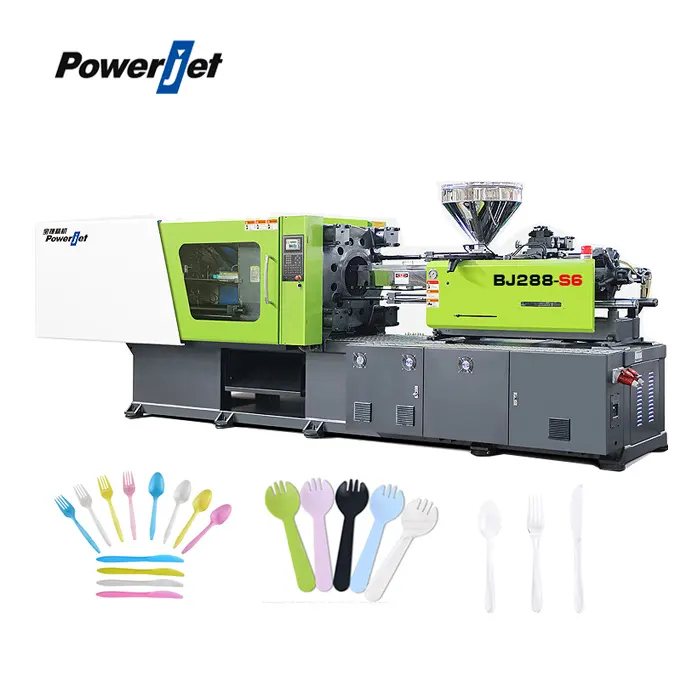Powerjet automatic plastic utensils injection molding disposable cutlery fork knife spoon making machine