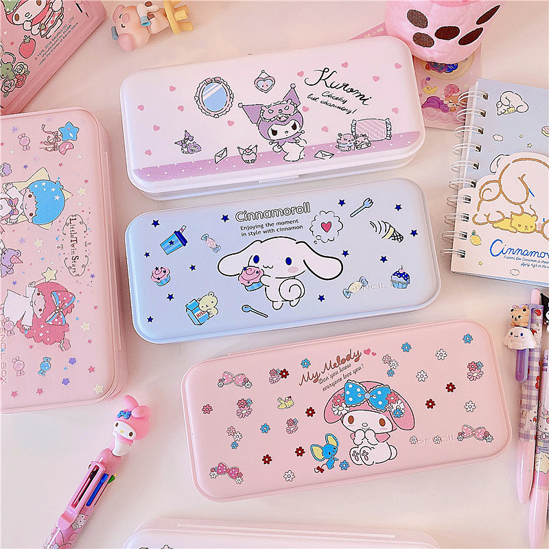 Мультяшная Аниме Фигурка Kuromi Cinnamoroll Purin Dog Kt Cat My Melody канцелярская коробка Kawaii милый студенческий пенал для хранения подарки