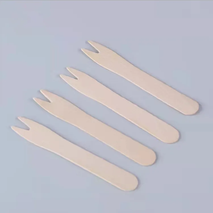 Bulk Sale Biodegradable 85mm Mini Disposable Wooden Forks For Fruit Salad Cocktails Cake Fork