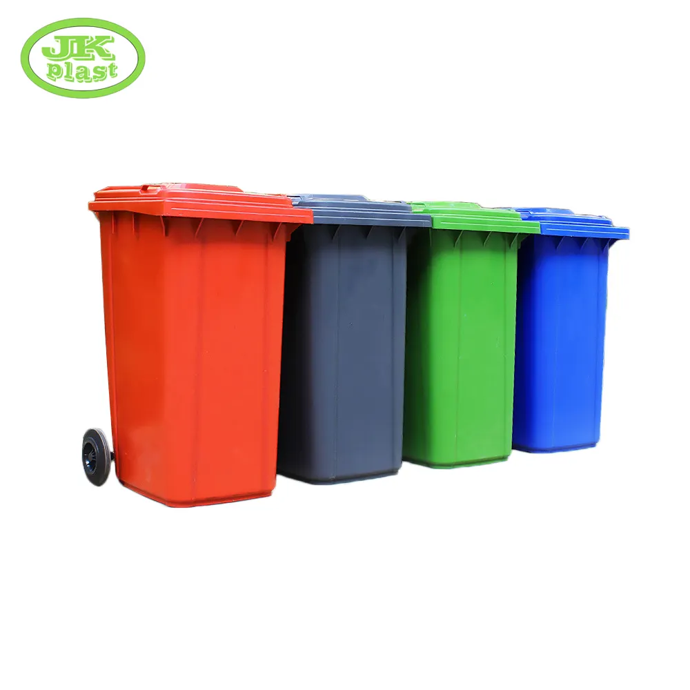 Outdoor 240L Garbage Bin Green Recycle Plastic Trash Bin Wheeled Trash Can