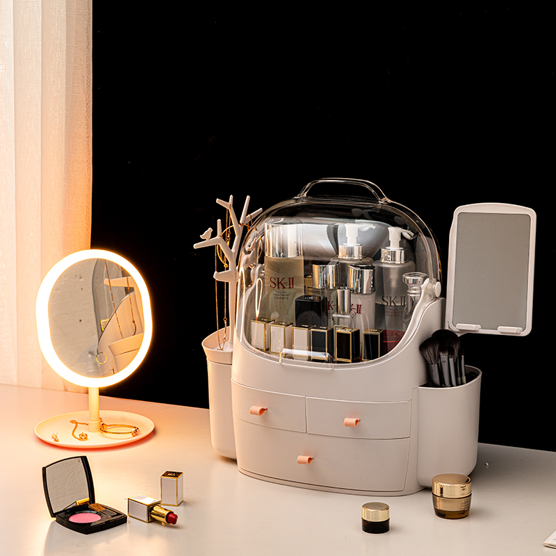 Multi Style Plastic Transparent Portable Cosmetic Organizer Box Clear Makeup Container Storage Drawer Box with Handle