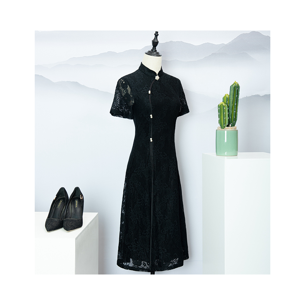 Fine Quality Soft Modern Fabric Blackest Qipao Cheongsam