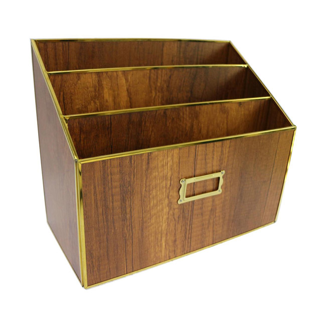 factory price handmade wood file holder Marble surface gold edge organizer