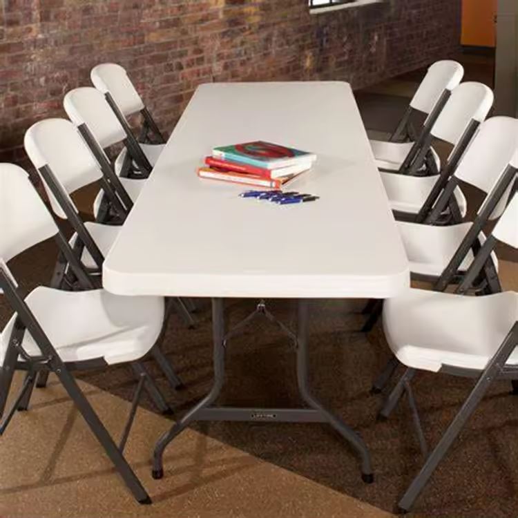 Plastic furniture rectangle foldable plastic catering luxury outdoor patio garden dining table set for events party