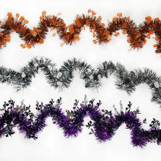 Halloween 2021 Atmosphere Foil Tinsel Garland Decoration pumpkin witch ghost Color strips Party Supplies