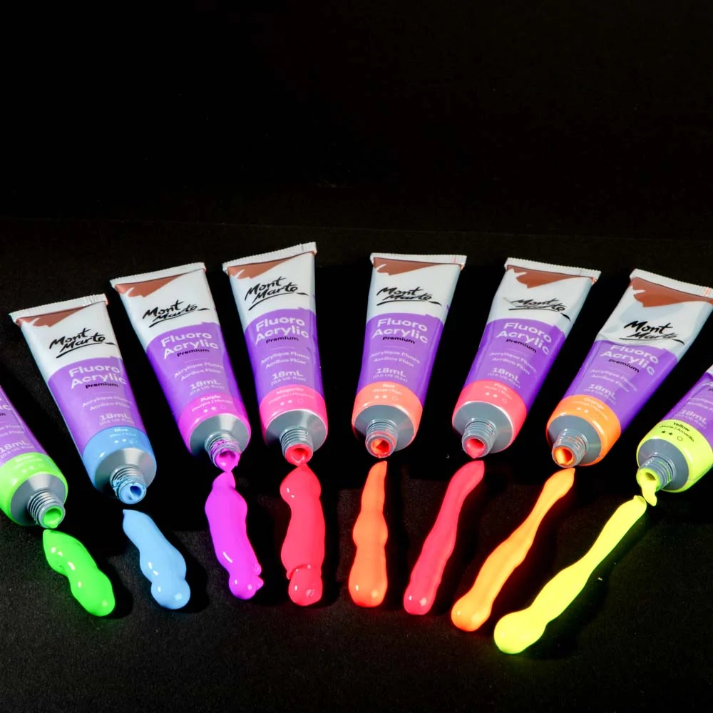 Mont Marte fluorescence Acrylic Intro Set 8pce x 18ml artist acrylic paint set