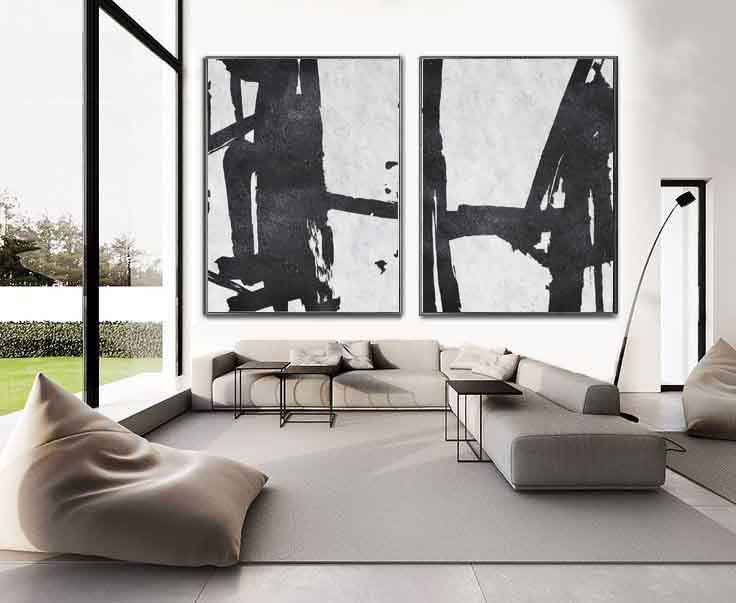 2 panel minimal white and black decorative canvas custom decoration calligraphy and painting paintings home decor wall art