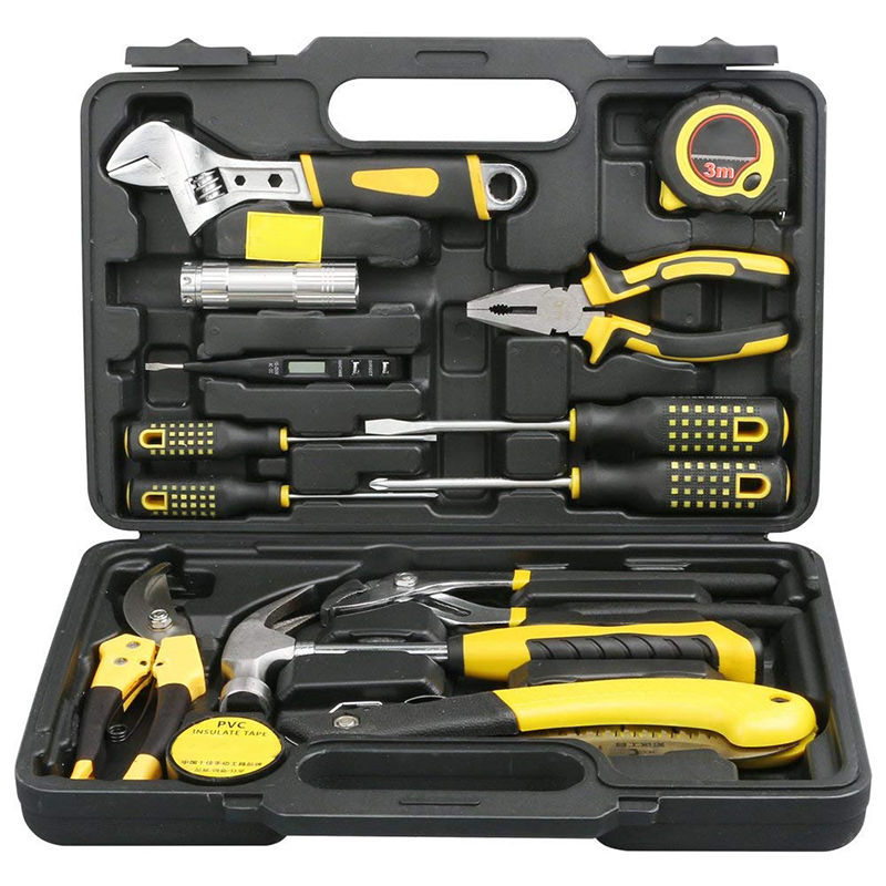 Hot Selling Tool Set General Household Hand Tool Kit with Plastic Toolbox Storage Case Box Hand Tool Set