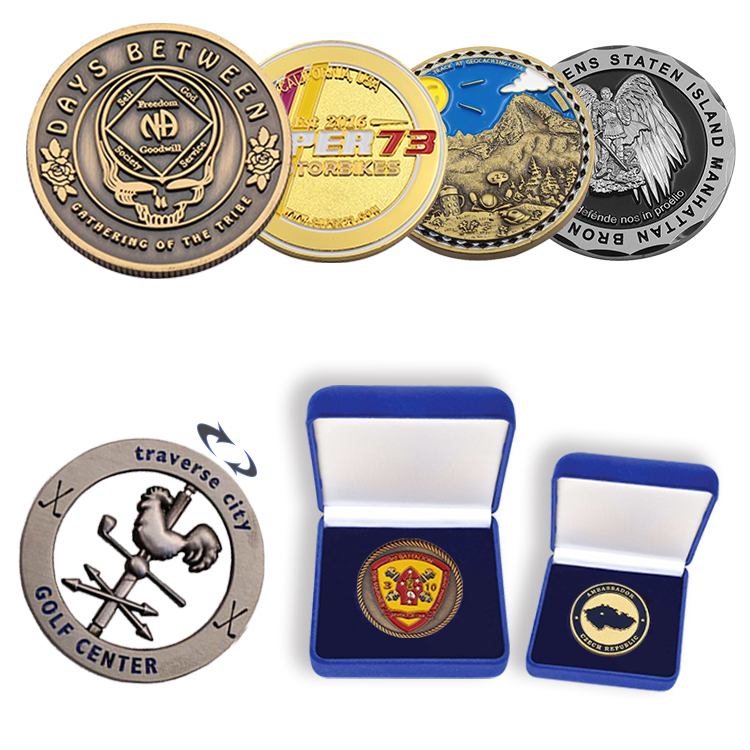 Custom Made 2D 3D Zinc Alloy Brass Metal Enamel Gold Silver Metal Souvenir Coins Challenge Coins With Packing Case
