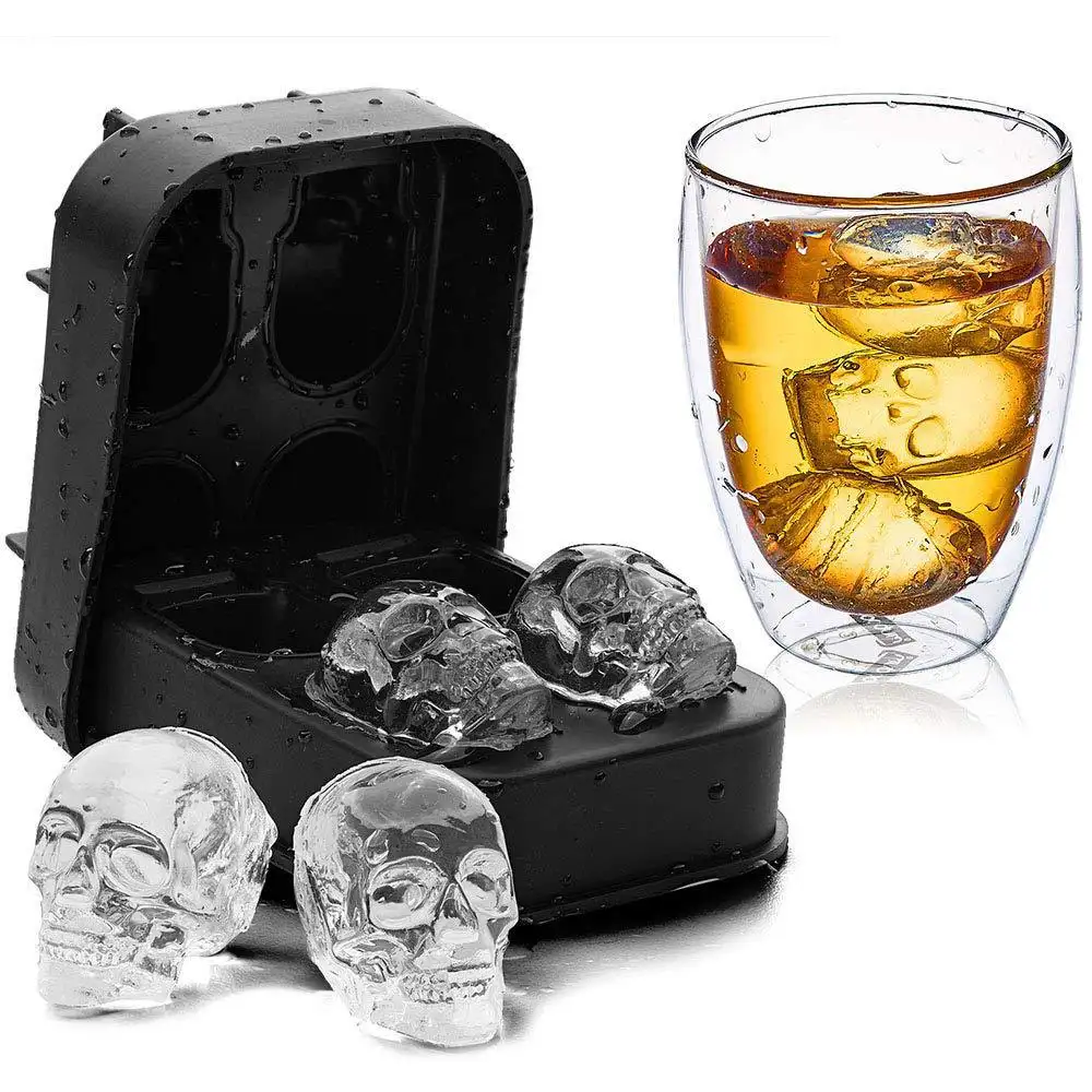 Whisky Ice Cube Mold 3D Skull Silicone Diy Maker Chocolate Mould