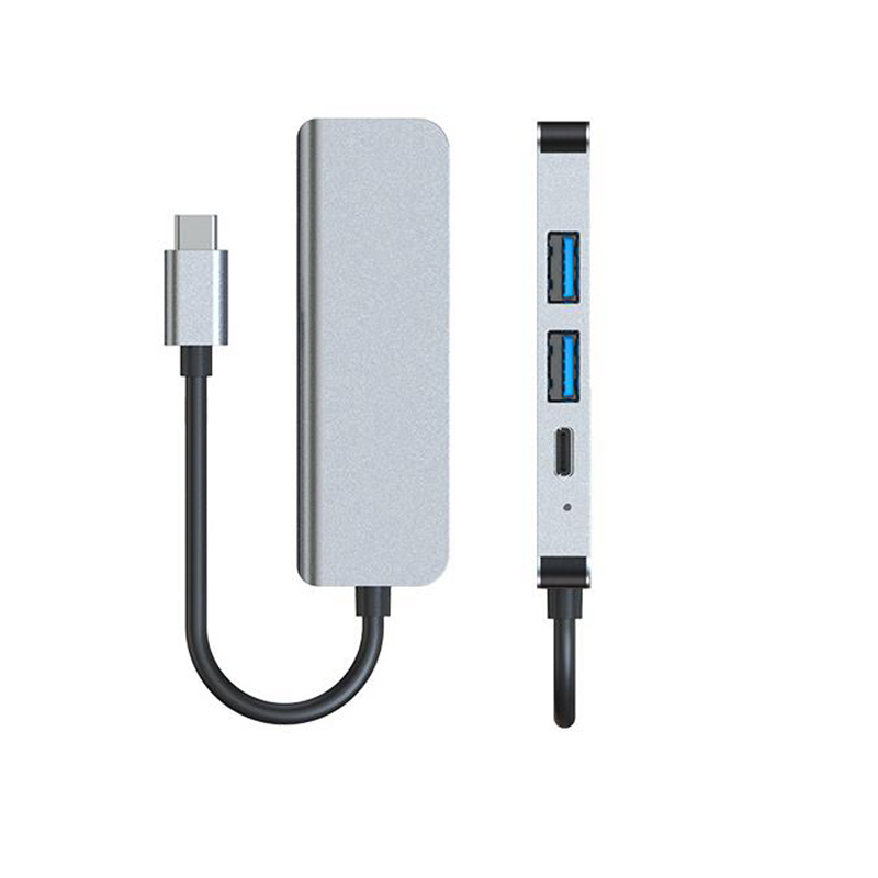 USB C концентратор многопортовый адаптер-4 в 1 портативный Космический алюминиевый ключ с 4K HDMI совместимых, 2 порта USB 3,0