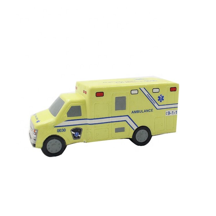 durable scented pu foam custom printed medical ambulance truck stress ball car toy