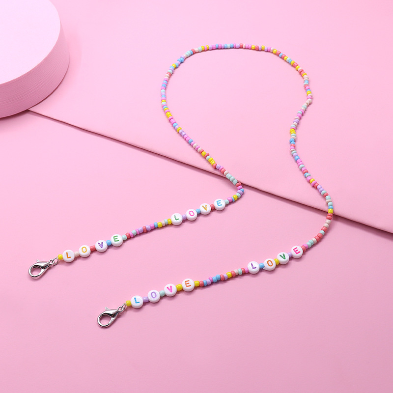 New Trendy Colorful Love Lucky Smile Fearless Holders Eyeglass Necklace Strap Chains Beaded Lanyard for Women