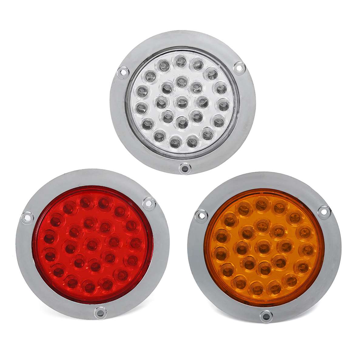 24LED 4 дюймовый круглый светодиодный задний фонарь для автомобилей, автобусов, грузовик с прицепом Loory с кольцом из нержавеющей стали Грузовика Детали задних фар автомобиля