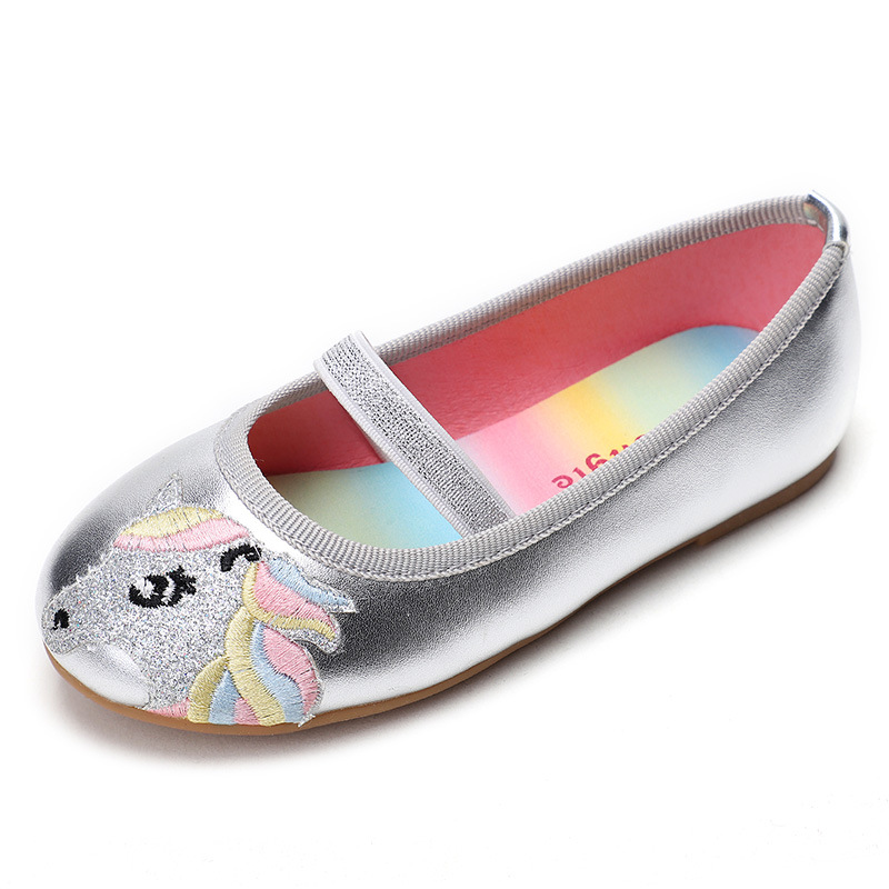 2021 summer soft soled princess style cute flat shoes unicorn decorative color outdoor non-slip girls cartoon casual shoes