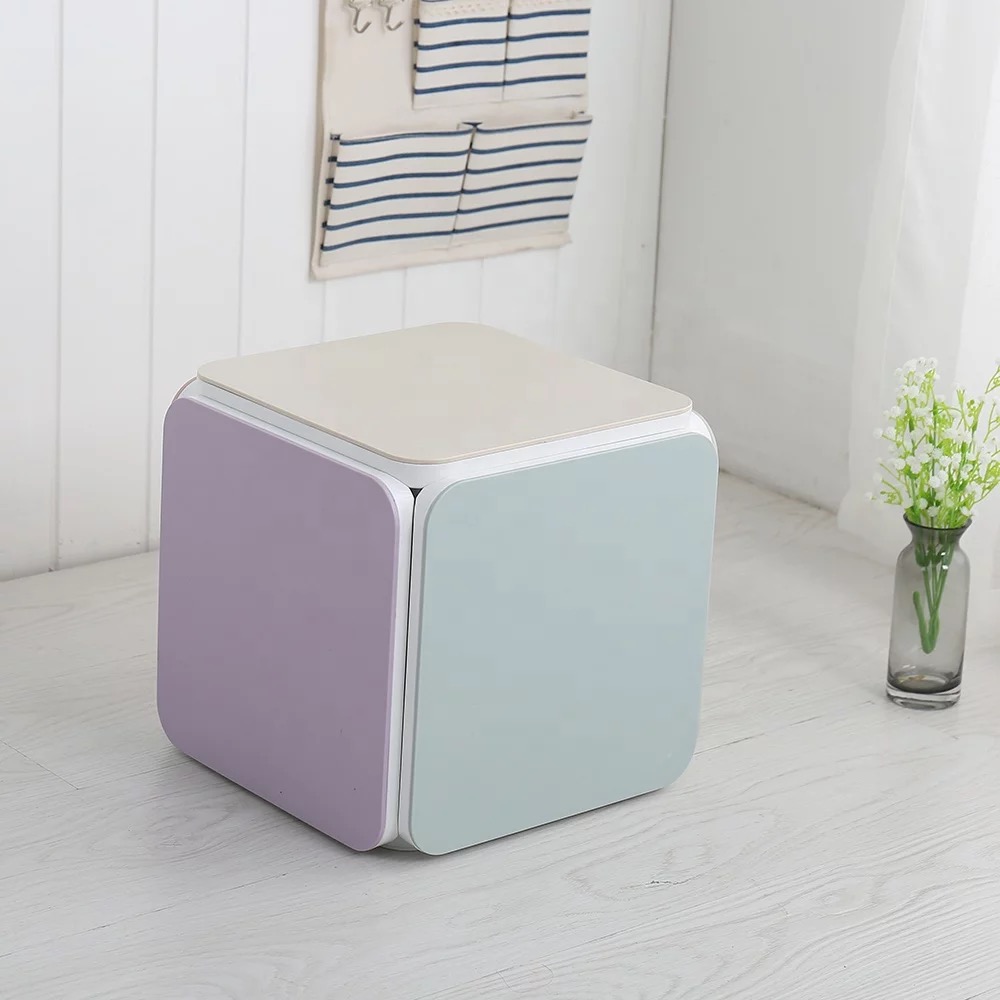 Hot Colorful Children Stool Portable Home Living Room Furniture Cube Design Stool Ottoman