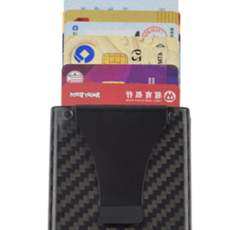 New Design ID Carbon Fiber Card Holder RFID Blocking Slim Automatic Pop up Credit Card Wallet