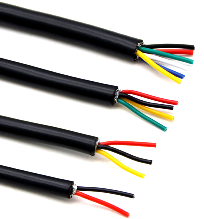 Многожильный кабель с оболочкой сигнала Электрический кабель 24 AWG 22 AWG 20 AWG RVV 2 3 4 5 6 7 8 ядер медный провод проводник Электрический черный