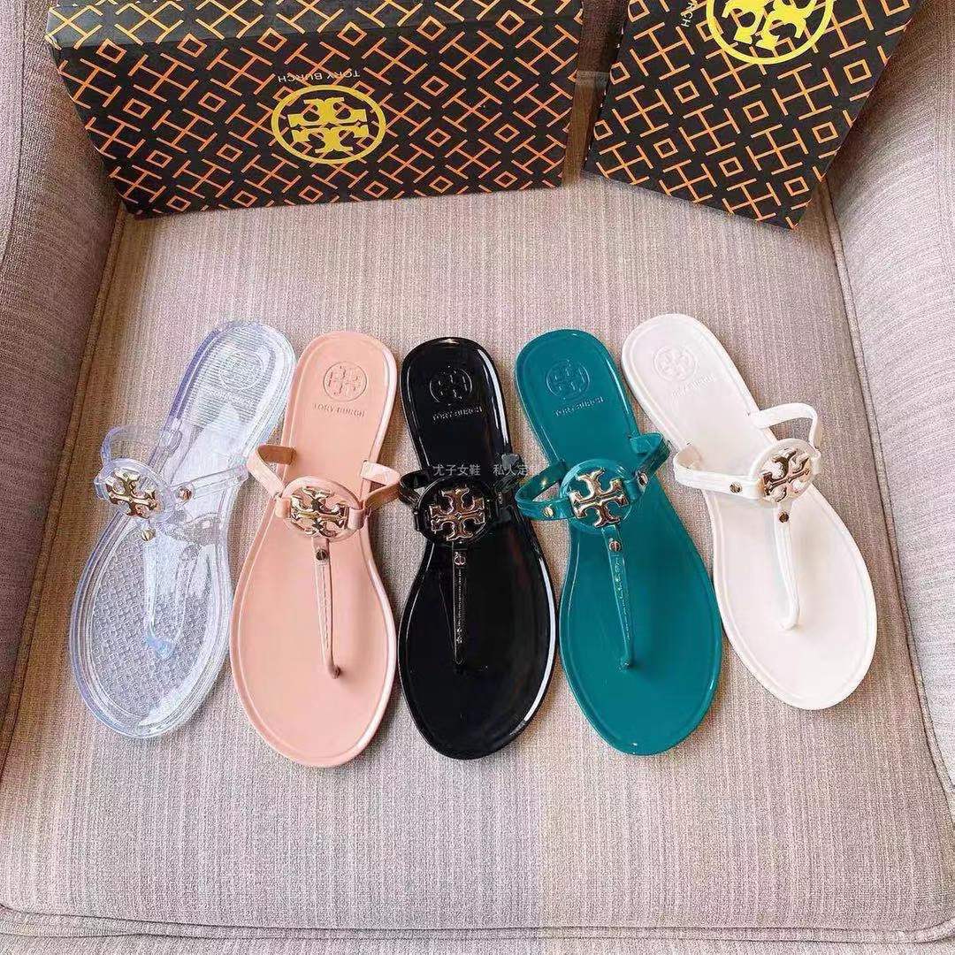 New ladies luxury slippers jelly flat metal buckle beach womens sandals
