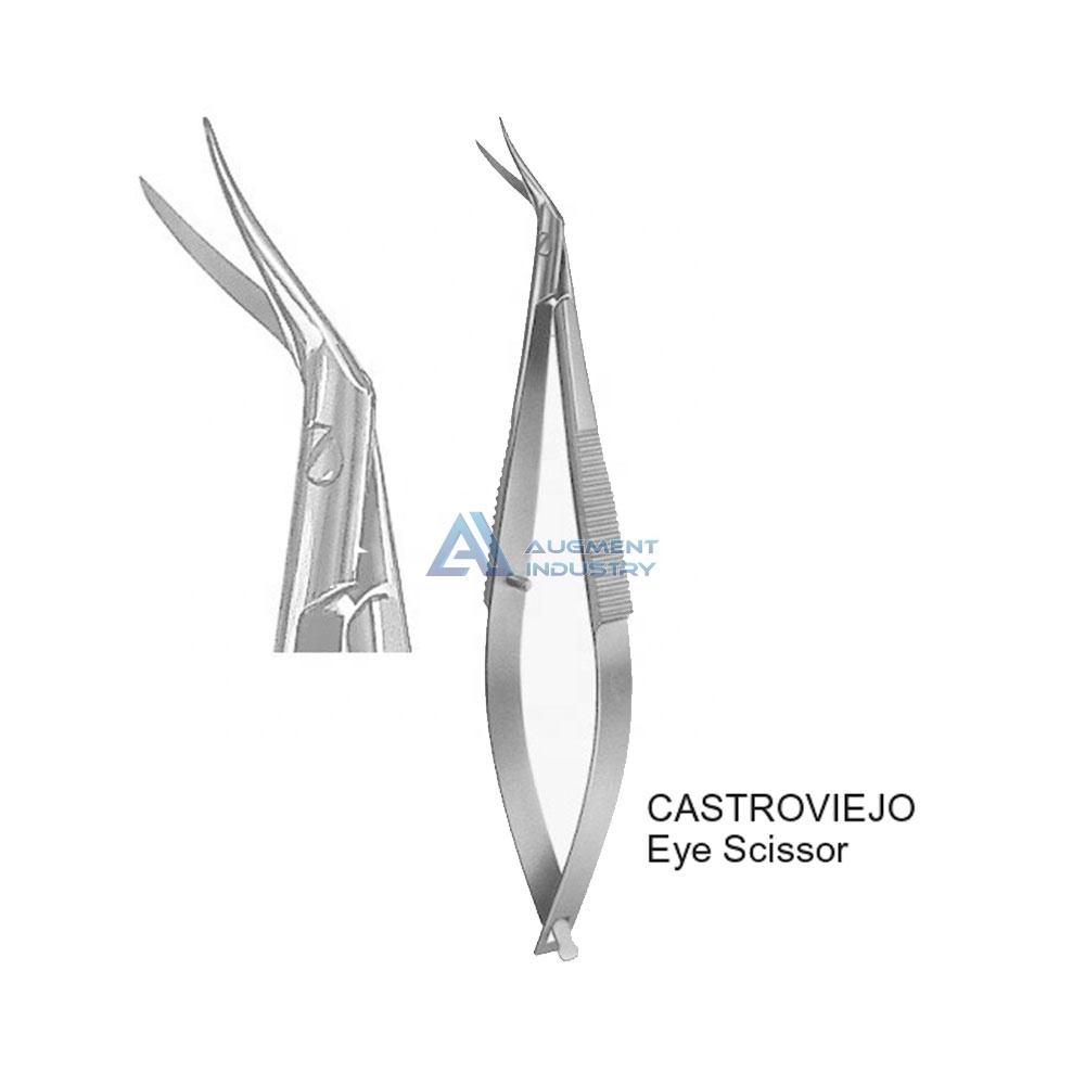 CASTROVIEJO ножницы для глаз, 11 см, угловые ножницы из нержавеющей стали, медицинские ножницы пружинного типа Castroviejo с плоской ручкой
