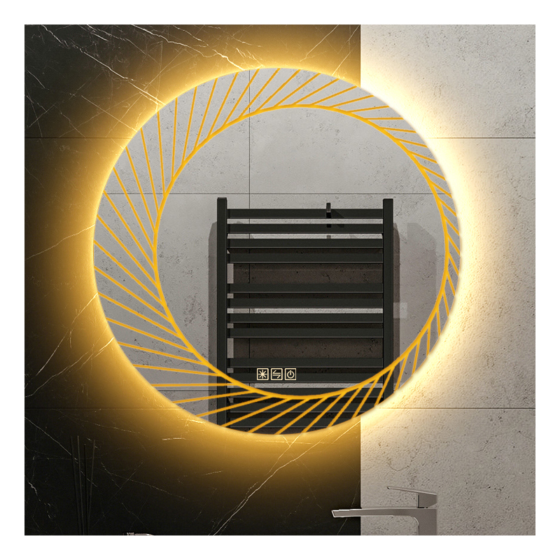 New Fashion Wall Mounted Anti Fog Round Smart Led Bathroom Makeup Silver Mirror With Touch Switch