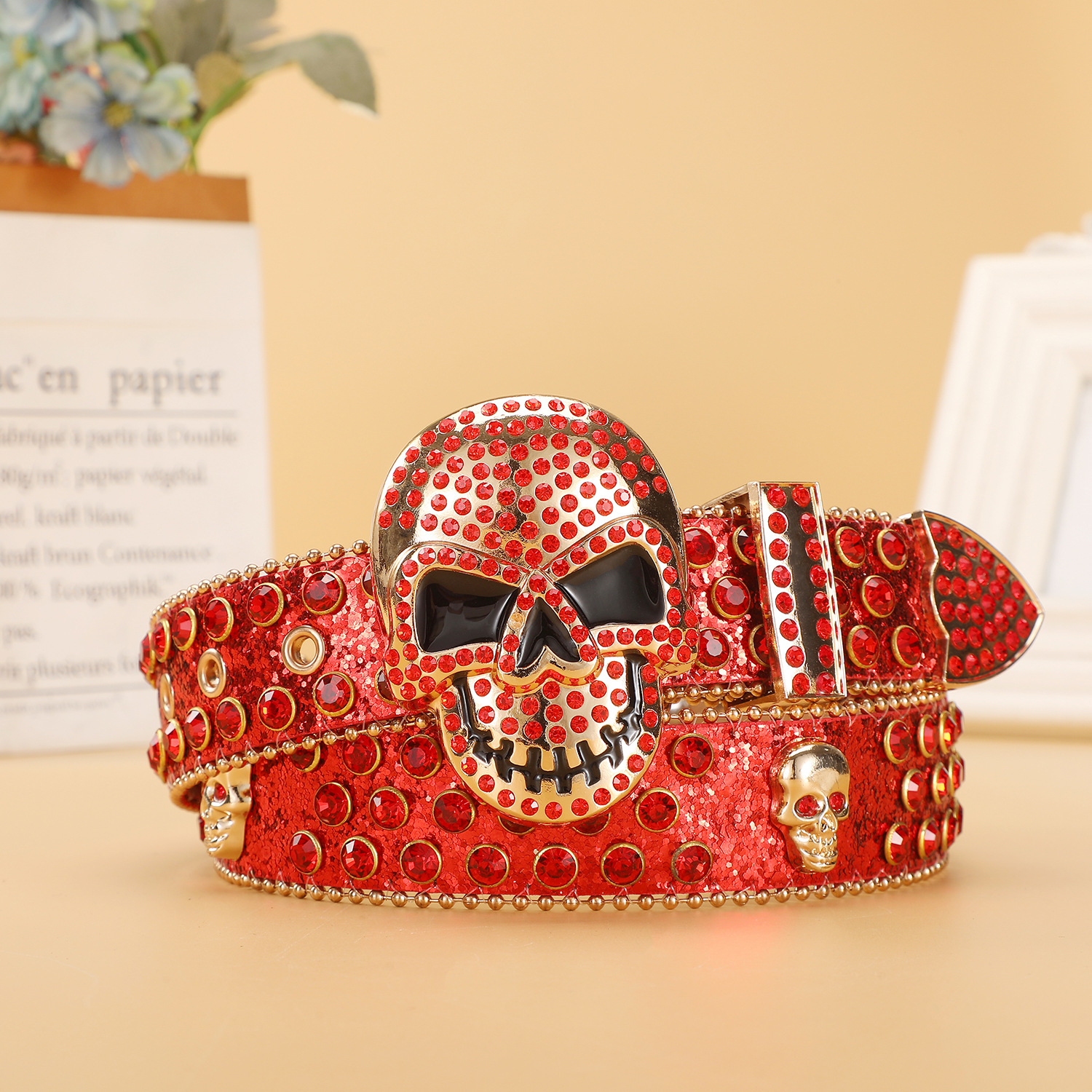 Belt Men's High-end Y2K Wenzhou belt Versatile Skull Trendy Punk Hip-hop Factory Direct Sales