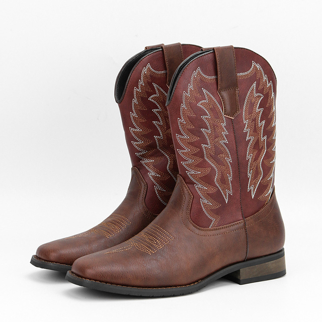 Square Toe Embroidered Western Cowboy Men's Boots